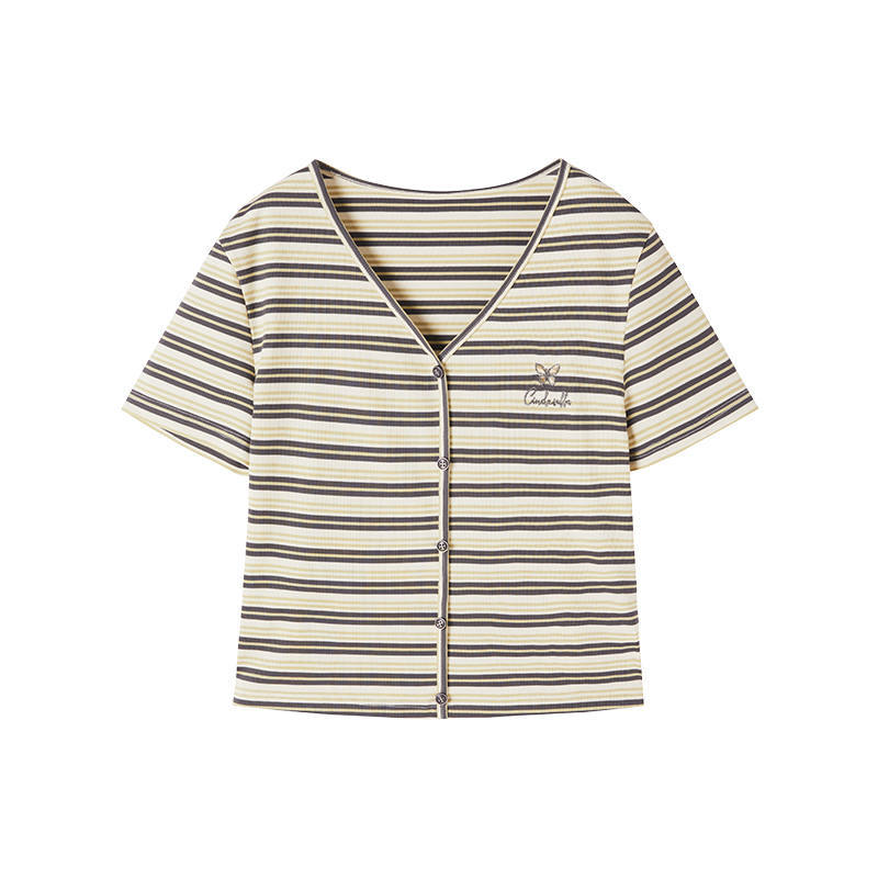 XIANGYING Set in Sleeve T Shirt Women's Fruit Green