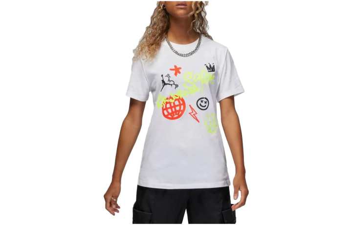Jordan Jordan T Shirts Women's White Crew Neck Moderate Straight Fit