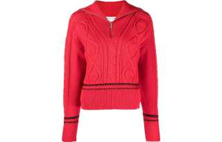 Marine Serre Cable knit Quarter zip Jumper