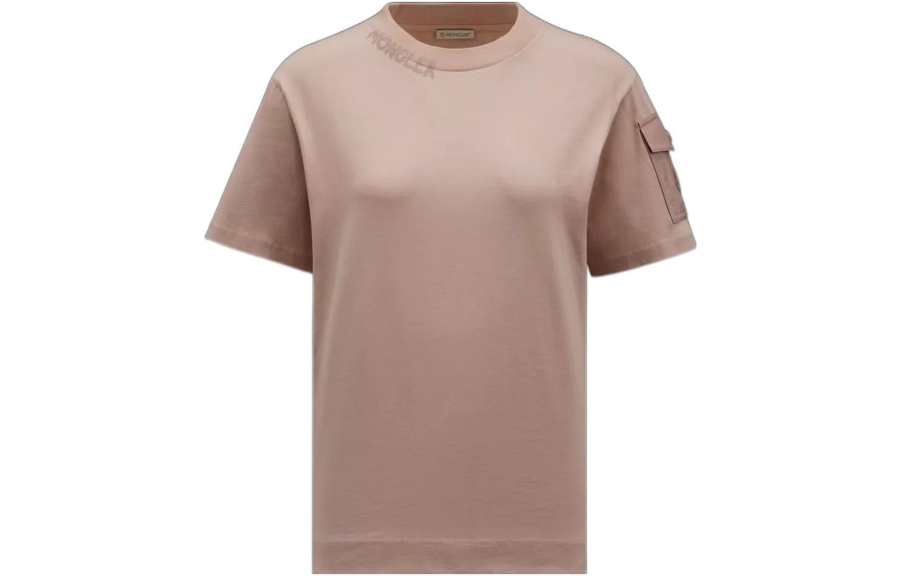 Moncler SS22 T Shirts Women's Pink Crew Neck Straight Fit