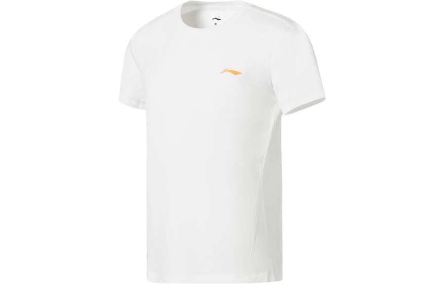 Li-Ning Li Ning Running Collection T Shirts Women's White Crew Neck Moderate Straight Fit