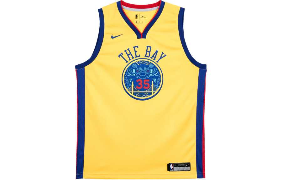 Nike Nike Basketball Jersey Golden State Warriors, KD Size 35 Men's Yellow