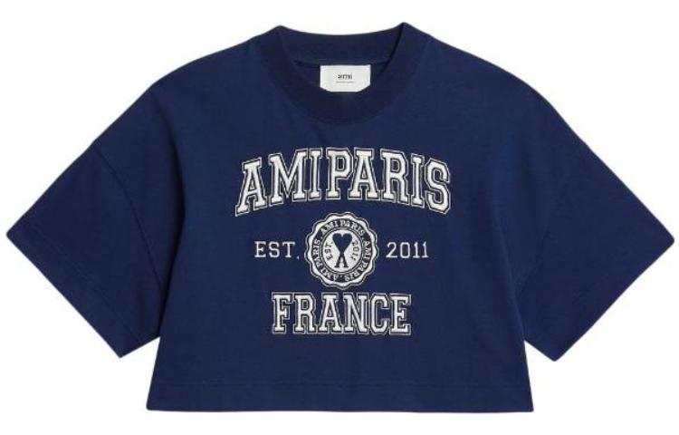 AMIPARIS Crop Tops Women's Blue Crew Neck Moderate