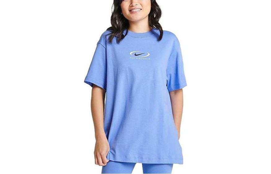 Nike Nike T Shirts Women's Blue Crew Neck Moderate Straight Fit