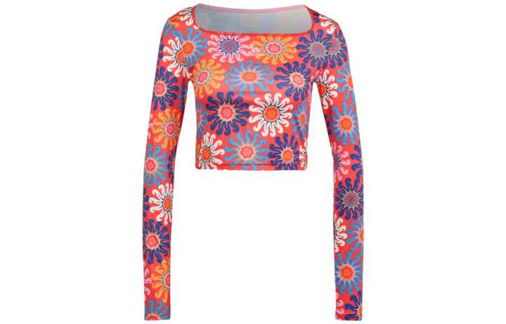 Adidas Adidas FARM Rio Crop Tops Women's Multicolor Square Collar Moderate