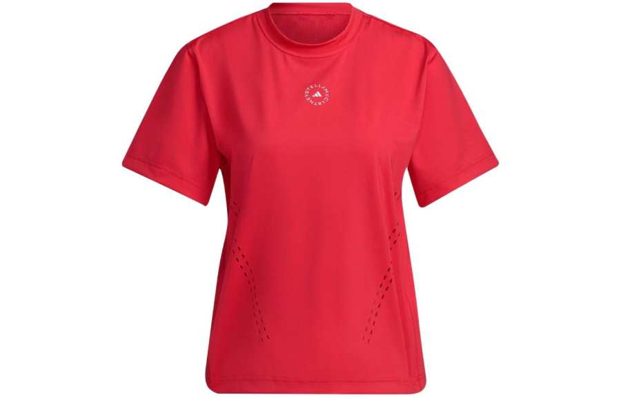 Adidas Adidas T Shirts Women's Red Crew Neck Moderate Straight Fit
