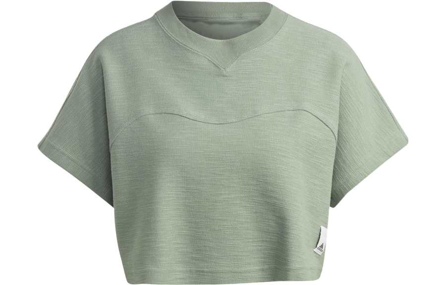 Adidas Adidas Lounge Crop Tops Women's Green Crew Neck Moderate