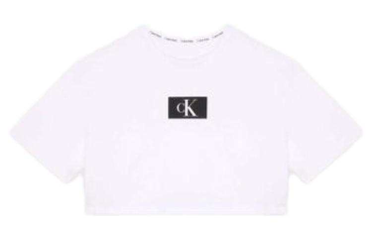 Calvin Klein Crop Tops Women's White Crew Neck Moderate
