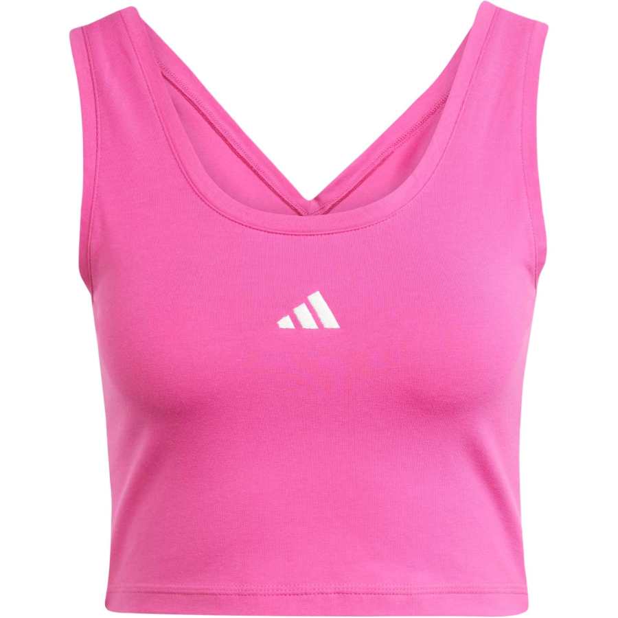 Adidas Adidas Women's Essentials Small Logo Cotton Lifestyle Tank Top Semi Lucid Fuchsia/White