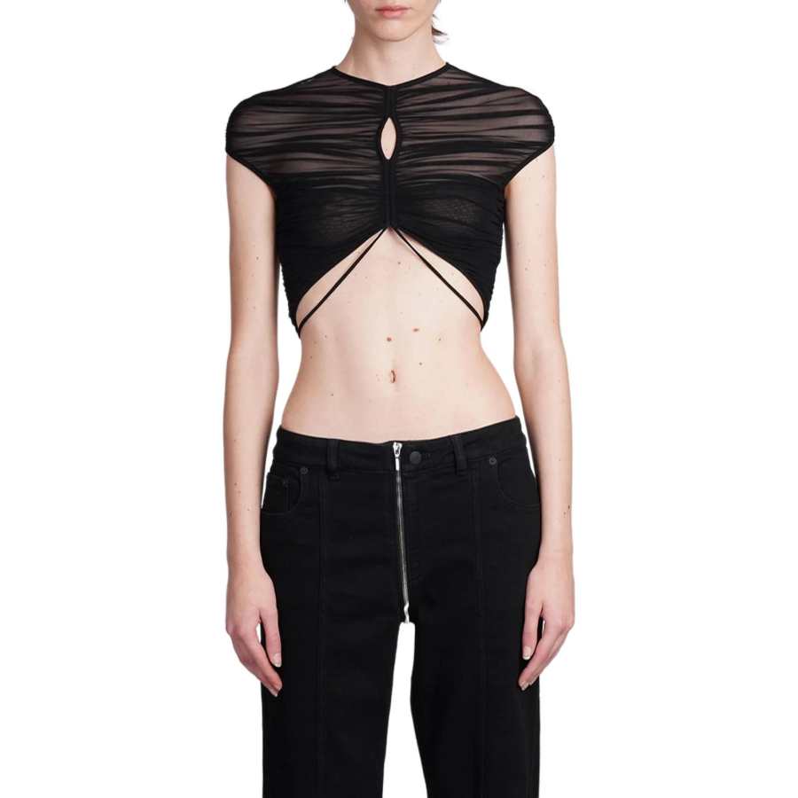 Mugler Mugler cropped mesh T-shirt