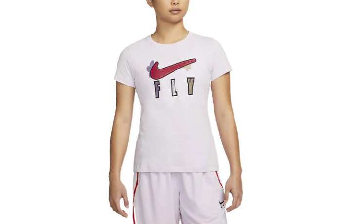 Nike Nike T Shirts Women's Light Pink Crew Neck Moderate Straight Fit