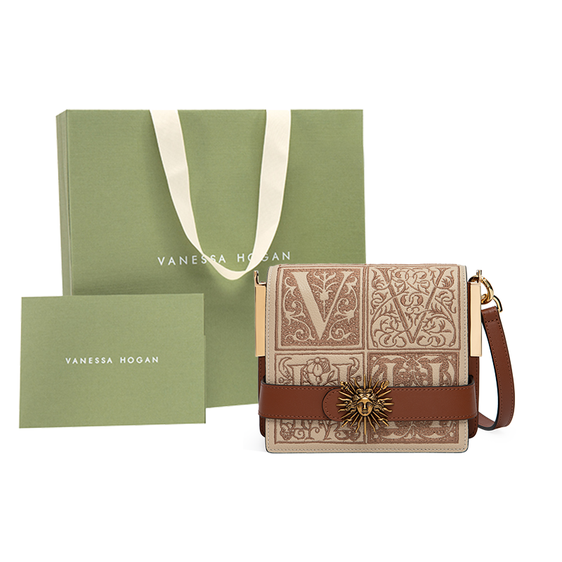 VANESSA HOGAN Cow Leather Shoulder Bag, Crossbody Bag Women's Light Brown