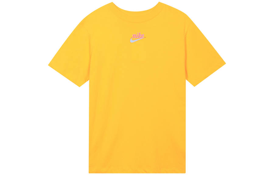 Nike Nike Women'ss Logo Print Cartoon Crewneck Retro T-Shirt Yellow