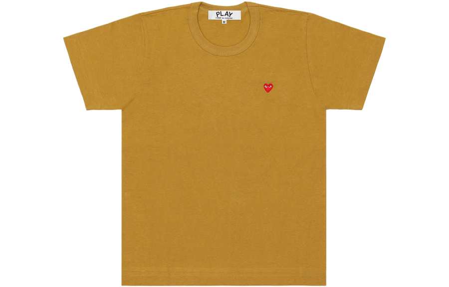 CDG Play T Shirts Women's Yellow Crew Neck Moderate