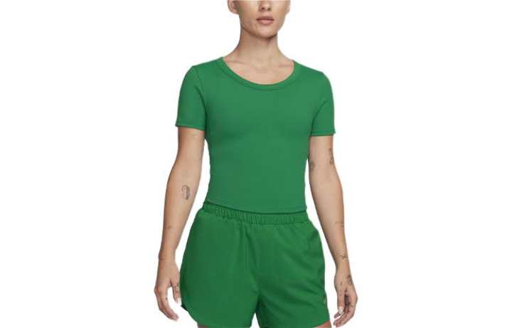 Nike Nike T Shirts Women's Green Crew Neck Moderate Straight Fit