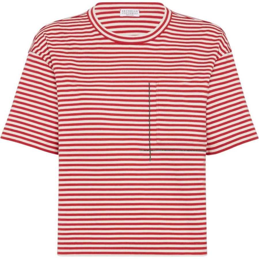 Brunello Cucinelli Striped Cropped T Shirt