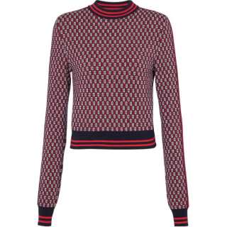 BALMAIN Cropped Monogrammed Knit Jumper