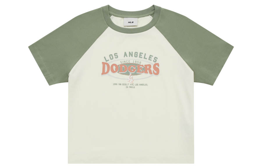 MLB Preppy Style Collection Los Angeles Dodgers SS25 T Shirt Women's Cream