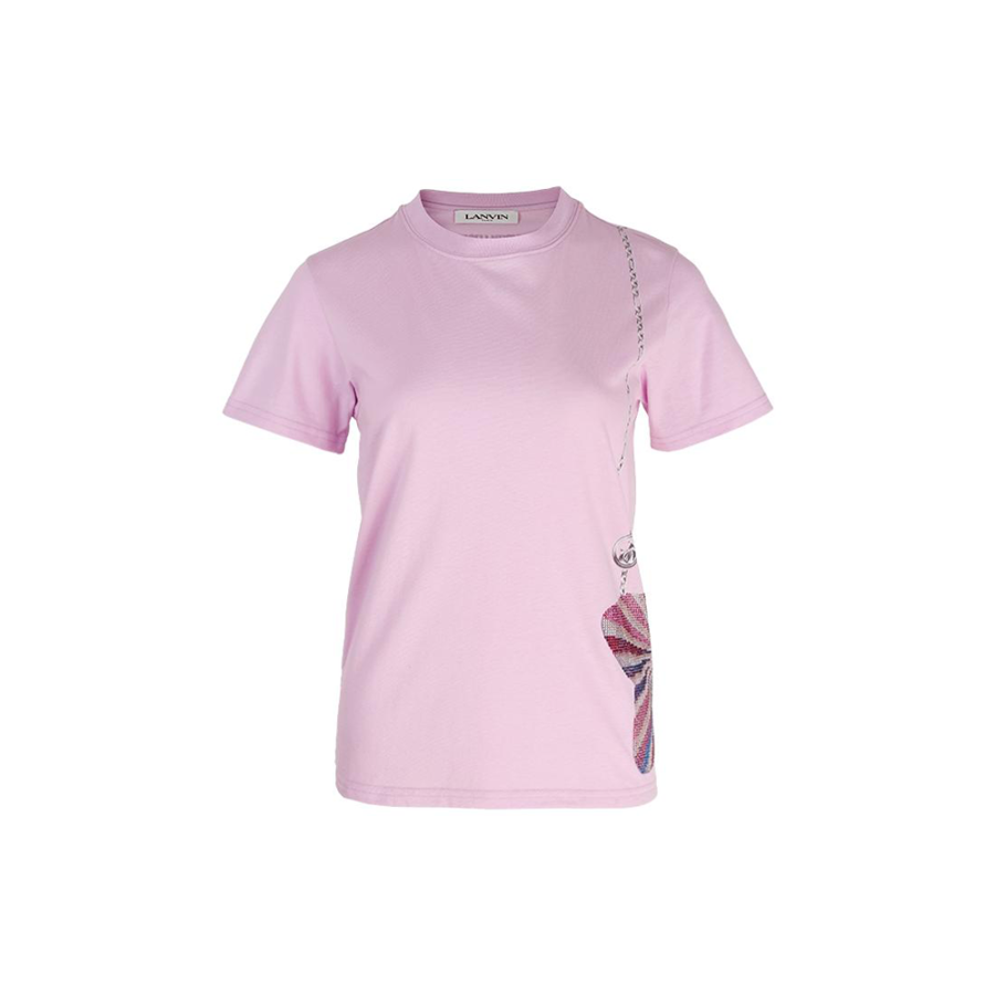 Lanvin T Shirts Women's Pink Crew Neck Moderate Straight Fit