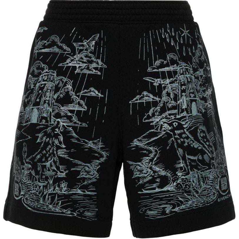 Givenchy Givenchy Graphic Detailed Elastic Waist Shorts