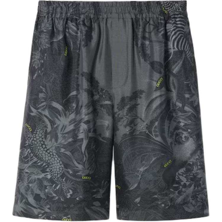 GUCCI Flora And Fauna Print Silk Shorts