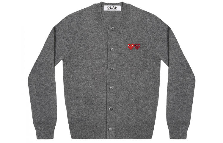CDG Play Sweaters Women's Gray Crew Neck Moderate Cardigan