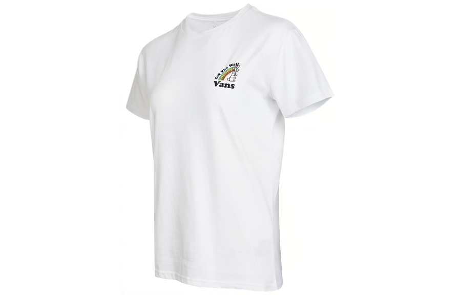 Vans T Shirts Women's White Crew Neck Moderate Straight Fit