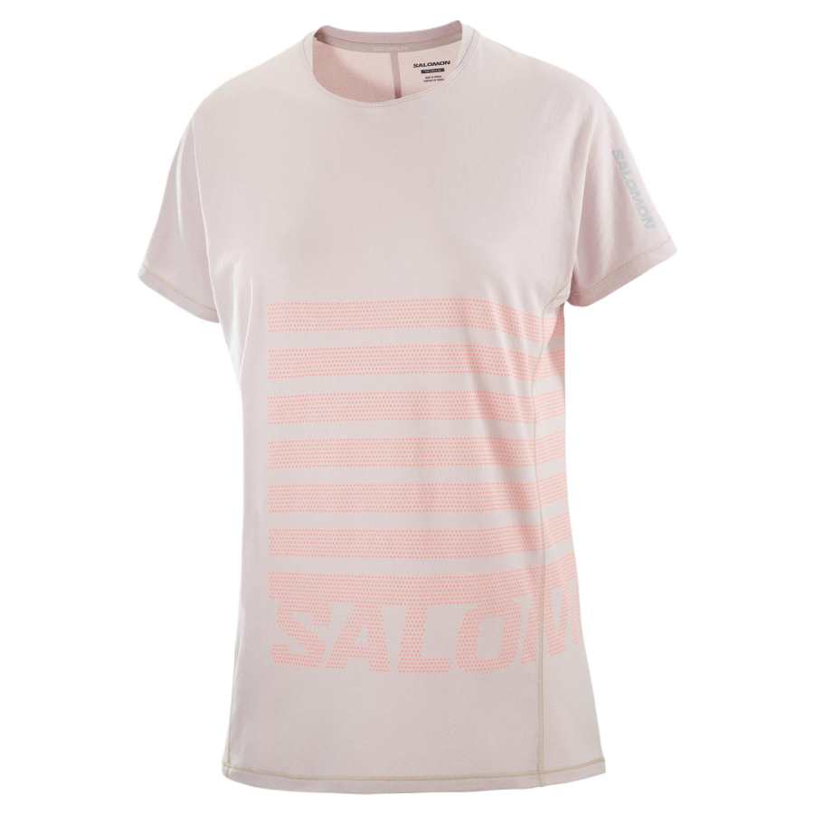 SALOMON SENSE AEROGRAPHIC T Shirt Women's Light Pink/Flame Red