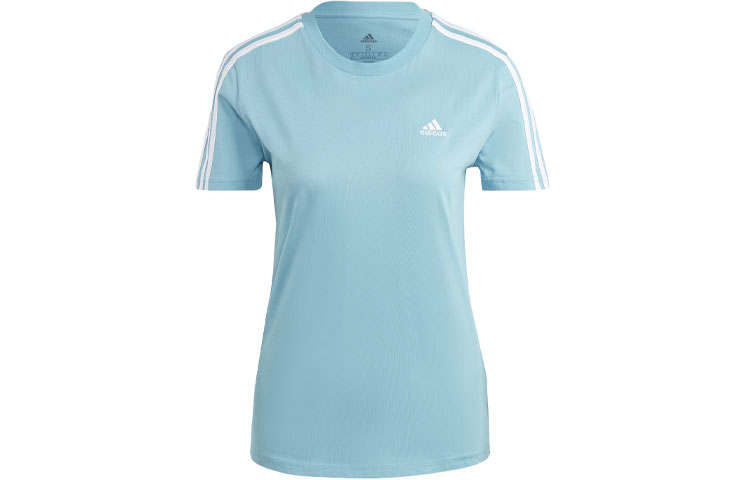 Adidas Adidas Essentials Slim 3 Stripes T Shirt T Shirt Women's Blue
