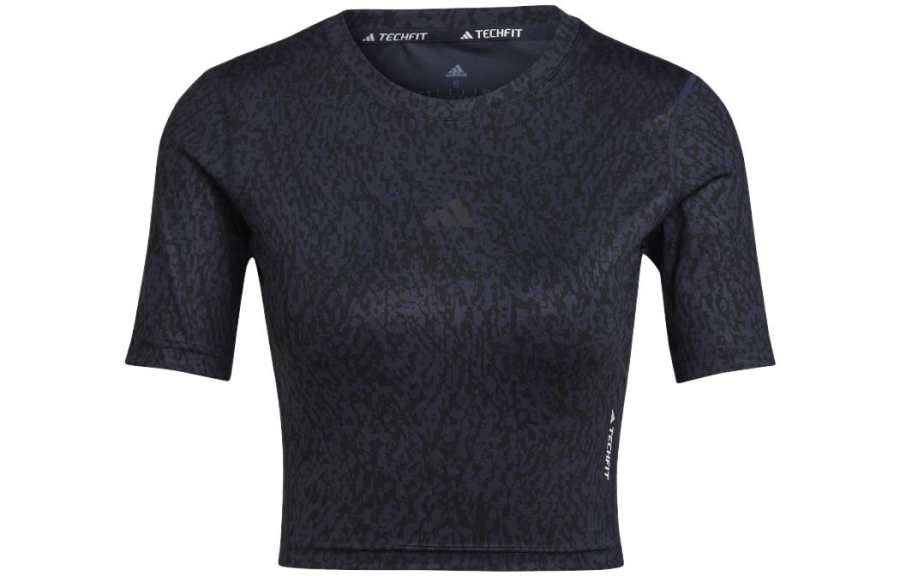 Adidas Adidas Crop Tops Women's Black Crew Neck Moderate