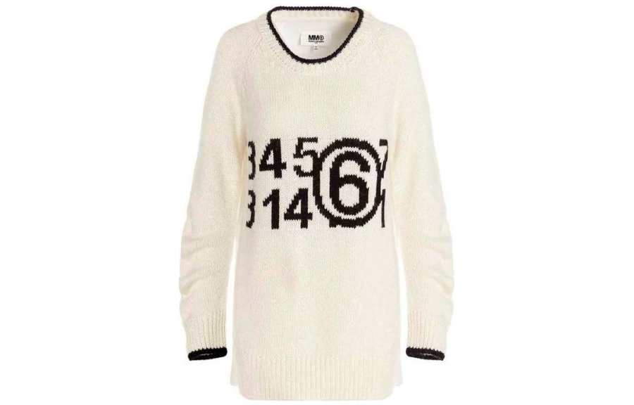MM6 Maison Margiela Logo Intarsia Crewneck Sweater