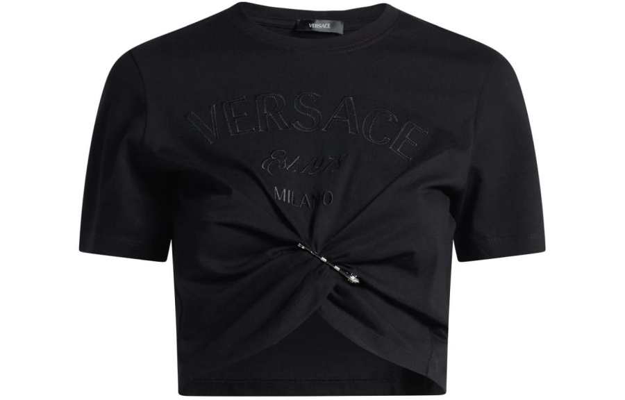 VERSACE VERSACE Milano Stamp-embroidered Crop Top