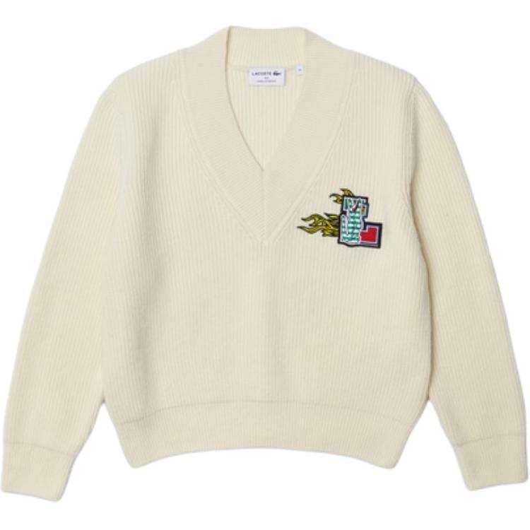 LACOSTE Sweaters Women's White V Neck Moderate Other