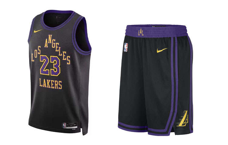 Nike Nike NBA Basketball Suit SW Fan Version 23 24 Los Angeles Lakers LeBron James No. 23 Men's Black