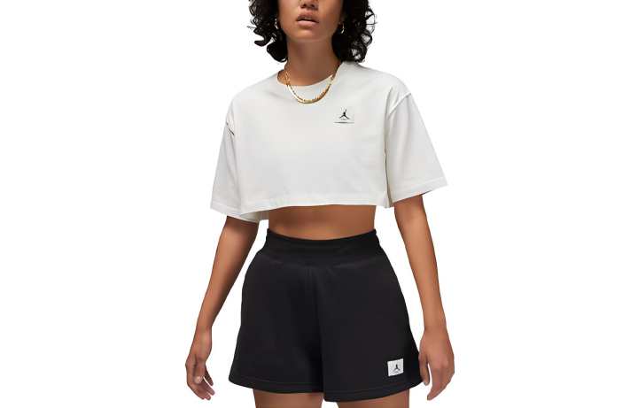Jordan Jordan Sport Crop Tops Women's Sail White Crew Neck Moderate