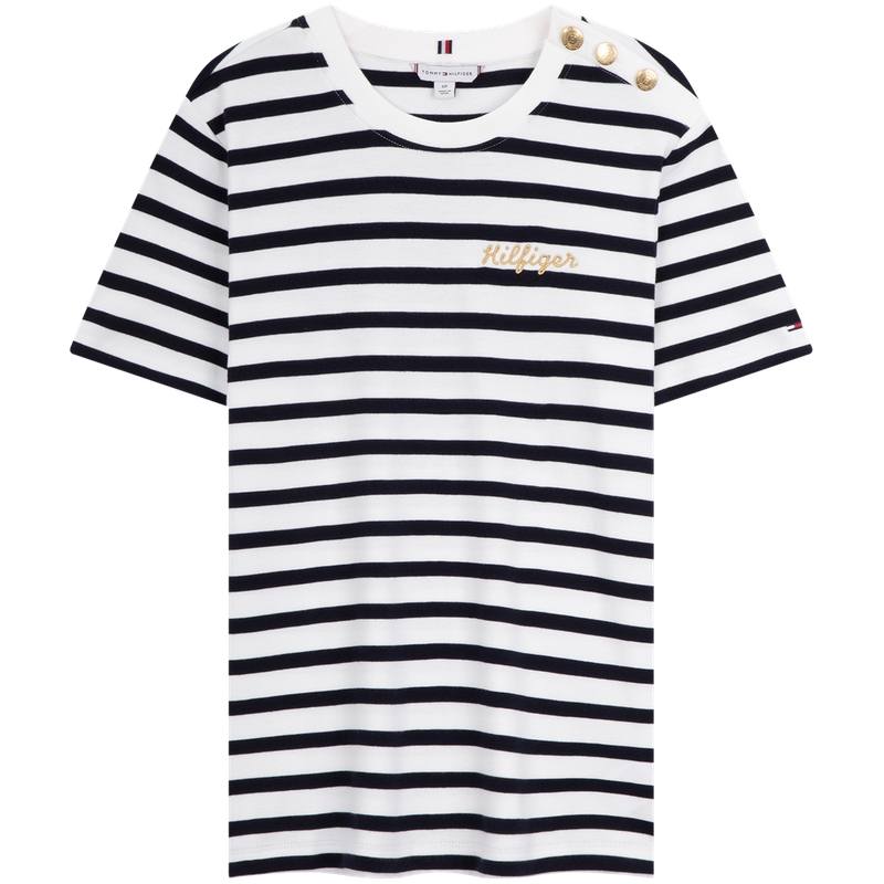Tommy Hilfiger T Shirt Women's Black White Stripes