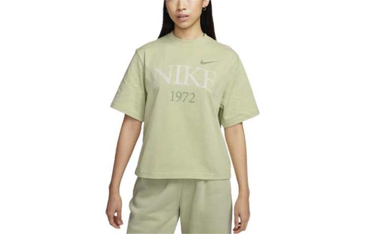 Nike Nike Drop Shoulder Sleeve T Shirt Women's Olive Oil