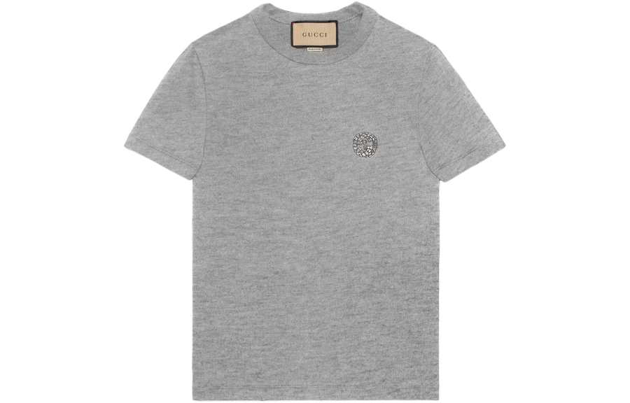 GUCCI T Shirts Women's Gray Crew Neck Moderate