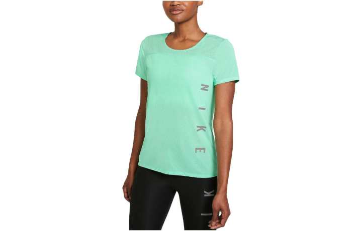Nike Nike T Shirts Women's Green Crew Neck Moderate Straight Fit