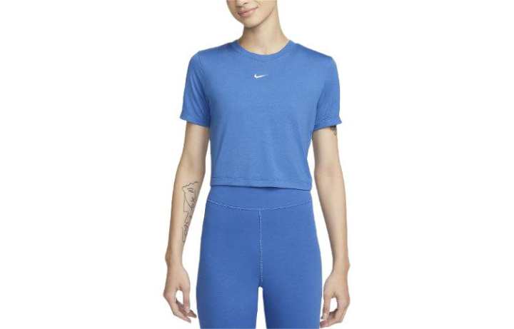 Nike Nike T Shirts Women's Starry Blue Crew Neck Moderate Straight Fit