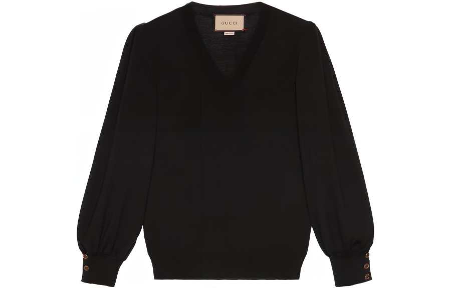 GUCCI Sweaters Women's Black V Neck Moderate Other