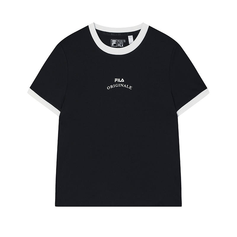 FILA T Shirts Women's Jet Black Crew Neck Moderate