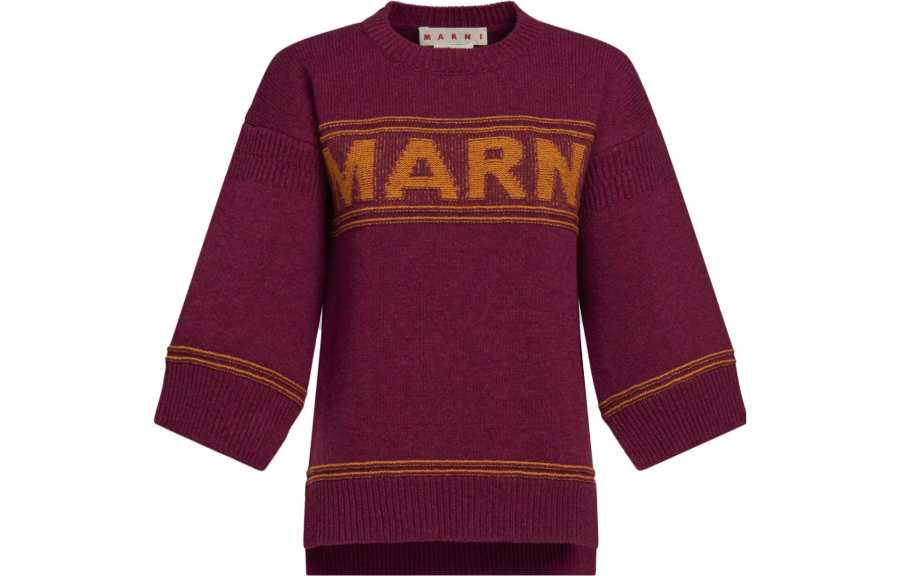 MARNI Logo Intarsia Knit Crewneck Jumper