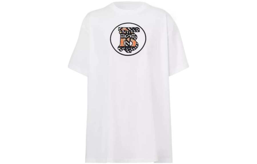 Burberry T Shirts Women's White Crew Neck Moderate