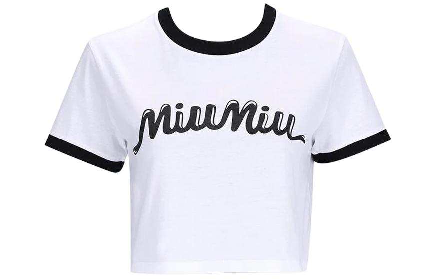 MIU MIU Logo Women's Cropped T-shirt Whirt