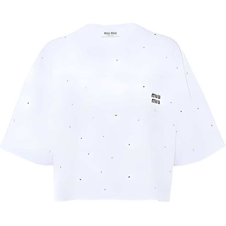 MIU MIU FW22 Drop Shoulder Sleeve T Shirt Women's White