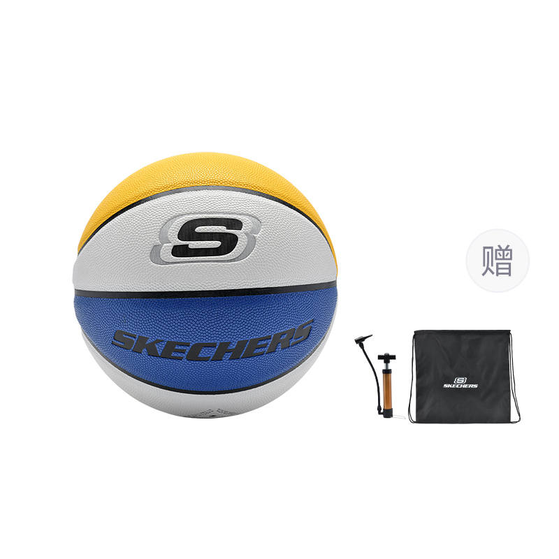 Skechers Pu Basketball Yellow, Blue And White Color Blocking Size 7 Ball Street Unisex