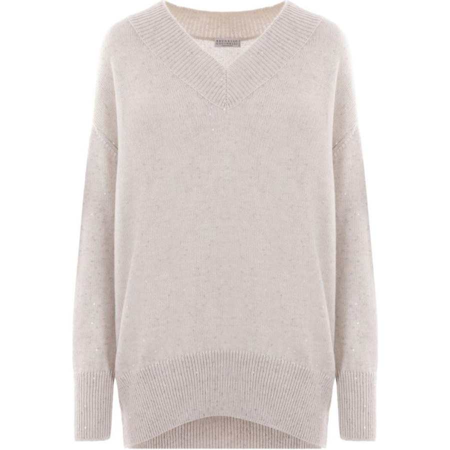 Brunello Cucinelli V Neck Sequin Embellished Knitted Jumper