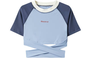 OWOX Crop Tops Women's Light Blue Crew Neck Thin