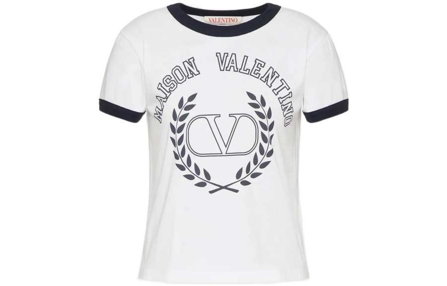 Valentino T Shirts Women's White Crew Neck Straight Fit